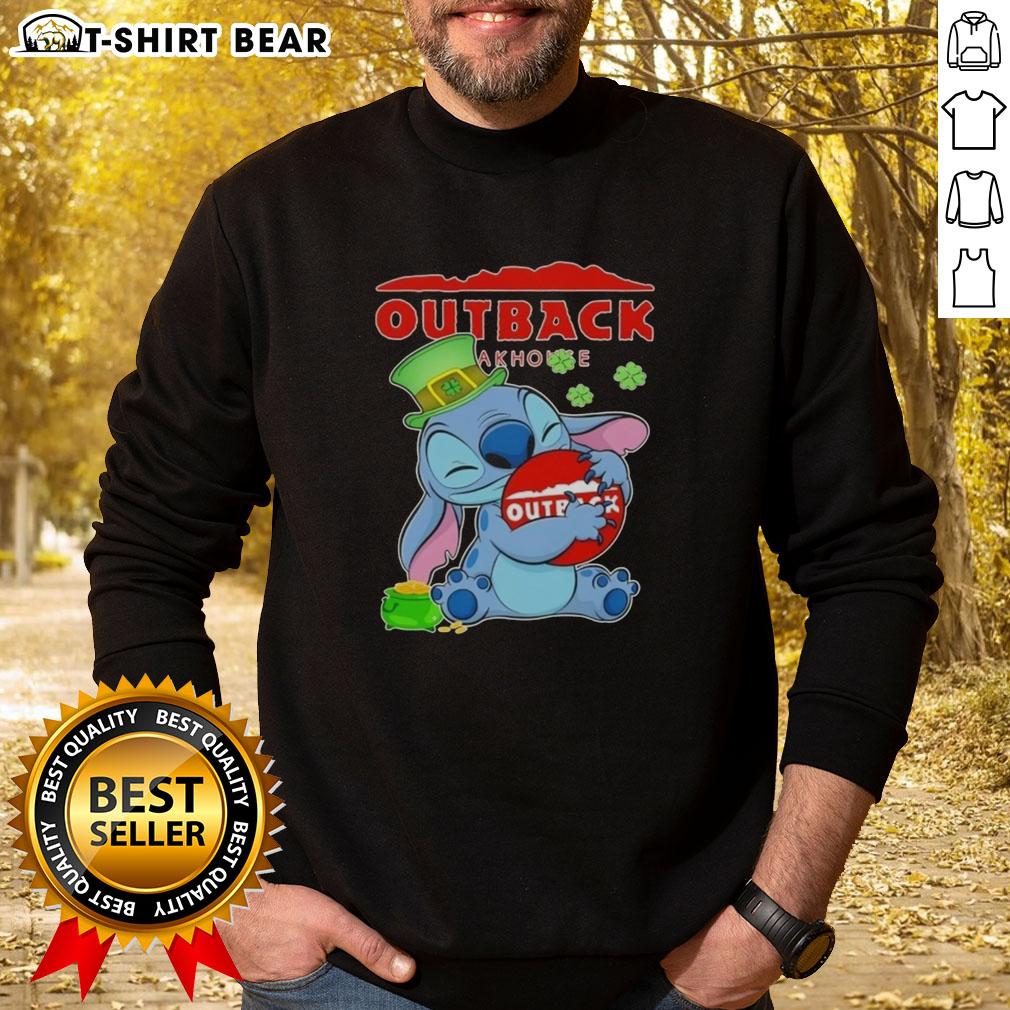 Pretty Stitch Hug The Outback Steakhouse Logo Happy Patrick'S Day Sweatshirt Pretty Stitch Hug Outback Steakhouse logo on a Happy St. Patrick's Day sweatshirt, showcasing festive style.