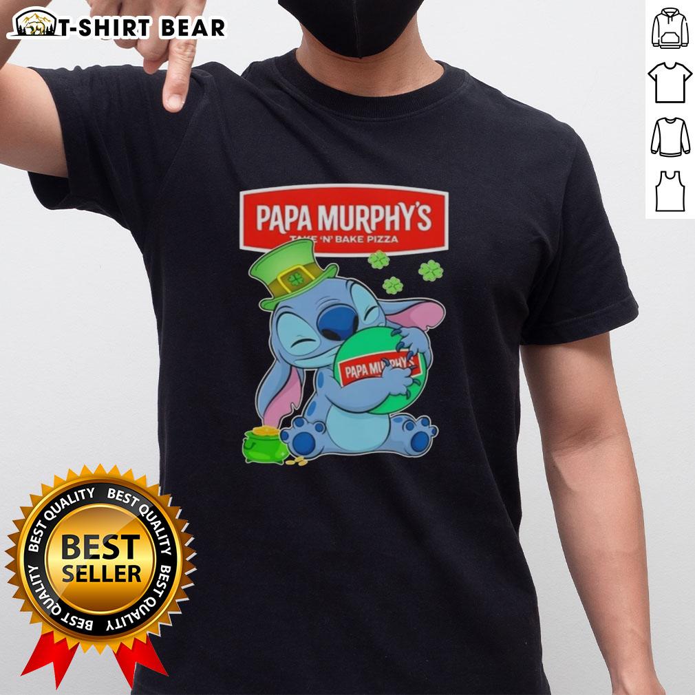Pretty Stitch Hug The Papa Murphys Logo Happy Patrick'S Day T Shirt Pretty Stitch Hug T-Shirt featuring Papa Murphy's logo for a festive Happy St. Patrick's Day celebration.