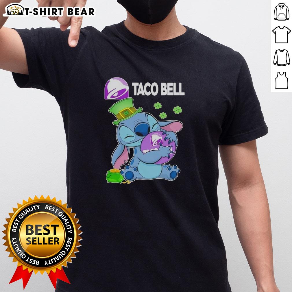 Pretty Stitch Hug The Taco Bell Logo Happy Patrick'S Day T Shirt Pretty Stitch Hug Taco Bell logo on a Happy St. Patrick's Day T-Shirt, perfect for festive celebrations and Taco Bell fans.