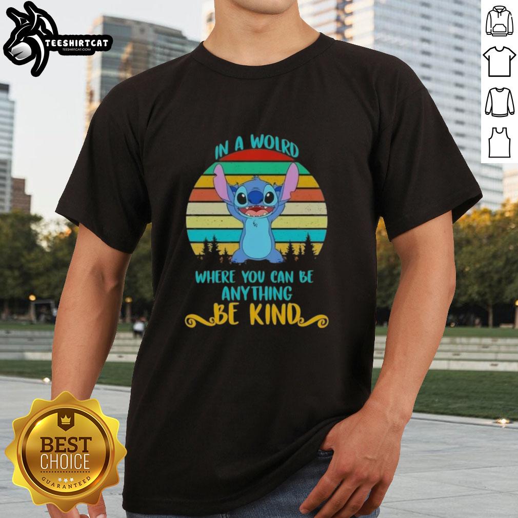pretty-stitch-in-a-wolrd-where-you-can-anything-be-kind-retro-t-shirt-1 Alt Text: Pretty Stitch retro t-shirt featuring 'In a World Where You Can Be Anything, Be Kind' design for positive vibes.