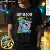 Pretty Stitch St. Patrick's Day Hug T-Shirt with Amazon logo, featuring festive green colors and cheerful design.