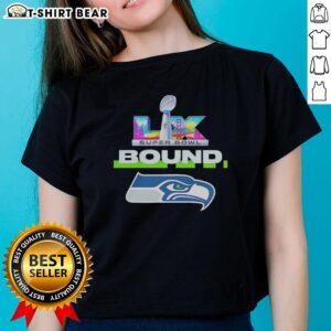 Official Seattle Seahawks NFC Champions Super Bowl LX Bound big logo ladies tee, perfect for fans celebrating team spirit.