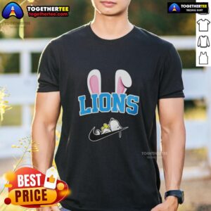 Good Detroit Lions X Snoopy Happy Easter T-Shirt featuring a playful design perfect for Easter celebrations.