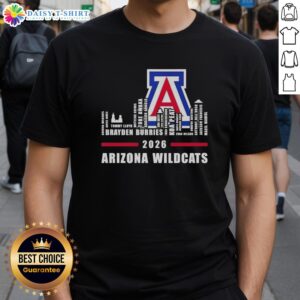 Premium 2026 Arizona Wildcats logo t-shirt featuring city skyline and all names design for fans and alumni.