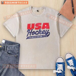 Top USA Hockey Milano Cortina 2026 Winter Olympic washed t-shirt featuring vintage design and logo.