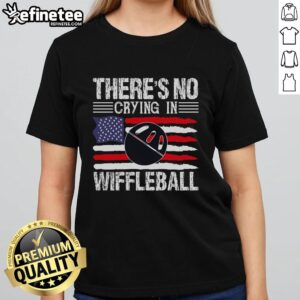 Funny 'There's No Crying in Wiffleball' ladies tee featuring a playful design, perfect for wiffleball enthusiasts.