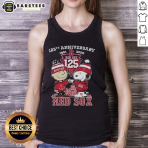 Awesome Boston Red Sox Charlie Brown and Snoopy tank top celebrating 125th anniversary 1901-2026.