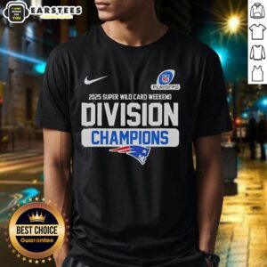 Alt Text: Good New England Patriots 2025 Super Wild Card Weekend Division Champions NFL T-Shirt featuring team logo and colors.
