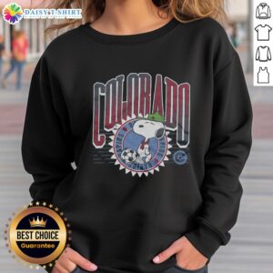 Alt Text: Pretty Peanuts Snoopy X Colorado Rapids Sweatshirt featuring colorful design and cozy fit for fans.