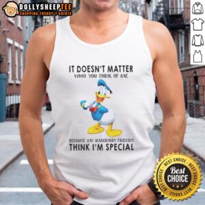 Original Donald Duck tank top featuring the quote about imaginary friends and feeling special.