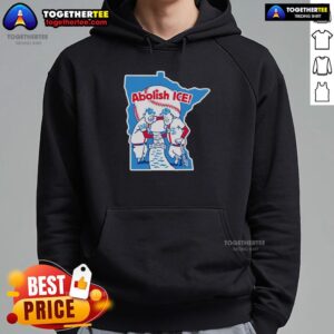 Top Abolish ICE Twins Hoodie featuring a bold design promoting immigrant rights and social justice.