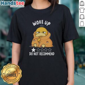 Pretty Wake Up Do Not Recommend Psyduck Pokemon Ladies Tee featuring a cute Psyduck graphic and stylish design.