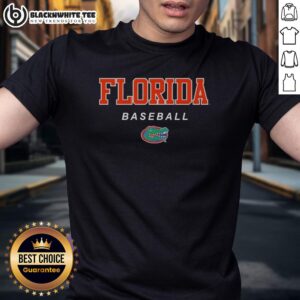 Alt Text: Official Florida Gators Baseball Wordmark and Logo T-Shirt featuring vibrant team colors and bold graphics.