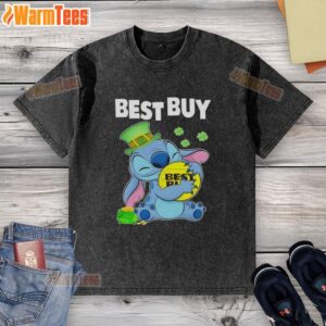 Good Stitch Hug Best Buy logo on a happy St. Patrick's Day washed t-shirt, perfect for festive celebrations.