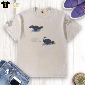 Funny washed t-shirt with a hot crow design, showcasing a whimsical and quirky style for casual wear.