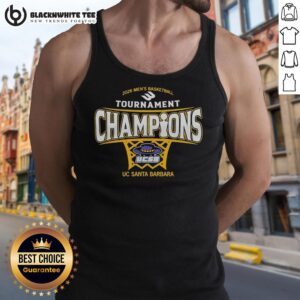 UC Santa Barbara Men's Basketball 2026 Big West Conference Tournament Champions tank top design featuring team colors.