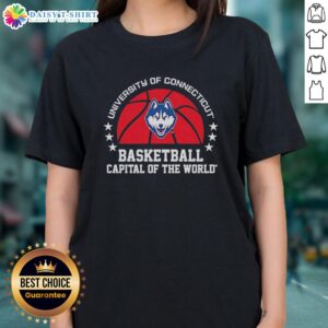 Alt Text: Good UConn Huskies University of Connecticut Basketball ladies tee showcasing school spirit and team pride.