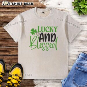 Official Lucky and Blessed Washed T-Shirt in soft cotton, featuring a stylish design perfect for casual wear.