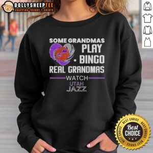 Official Utah Jazz sweatshirt for grandmas who love bingo and basketball, featuring a stylish design and cozy fit.
