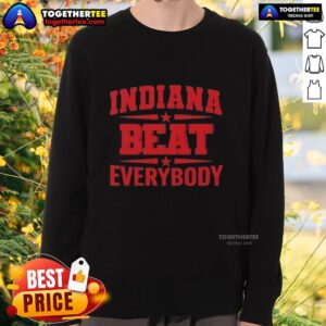 Top Indiana Beat Everybody sweatshirt in navy blue, featuring bold white lettering and a cozy design for fans.