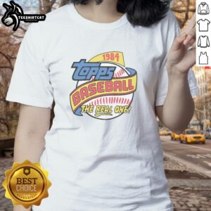 Premium Topps Baseball 1984 raglan ladies tee featuring vintage baseball graphics and a stylish design for fans.