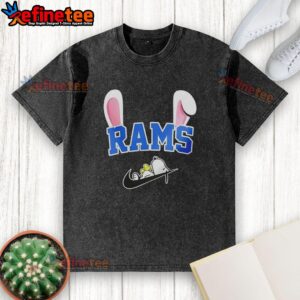 Nice Los Angeles Rams X Snoopy Happy Easter washed t-shirt featuring vibrant graphics and a festive design for fans.