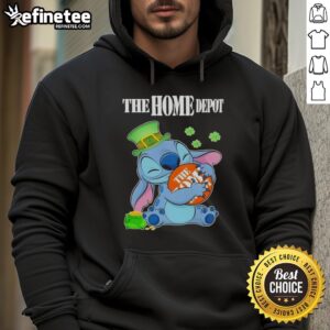 Official Stitch St. Patrick's Day hoodie featuring The Home Depot logo, perfect for festive celebrations.