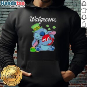 Premium Stitch St. Patrick's Day hoodie with Walgreens logo, perfect for festive celebrations and casual wear.