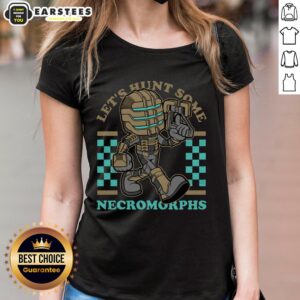 Awesome Dead Space Isaac game mascot in a space engineer outfit, ready to hunt necromorphs on a ladies' tee.