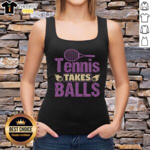 Awesome Tennis Takes Balls Tank Top featuring a vibrant design, perfect for tennis enthusiasts and stylish sportswear.