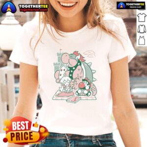 Nice Pizza Break tee featuring Mario, Bowser, and Peach, perfect for gaming fans and pizza lovers alike.