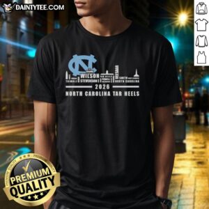 2026 North Carolina Tar Heels city skyline t-shirt featuring all names, perfect for fans and collectors.