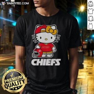Alt Text: Awesome Kansas City Chiefs Hello Kitty 2026 NFL T-Shirt featuring a playful design for fans and collectors.