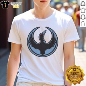 Alt Text: Premium Rebel Loon Alliance ivory t-shirt featuring a stylish loon graphic, perfect for casual wear and outdoor enthusiasts.