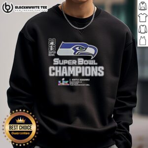 Seattle Seahawks Super Bowl LX Champions 2026 NFL big logo center sweatshirt featuring vibrant team colors and design.