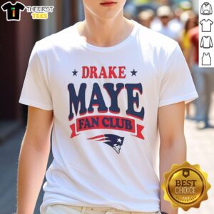 Official Drake Maye Fan Club Super Bowl LX New England Patriots T-Shirt featuring vibrant team colors and logo.