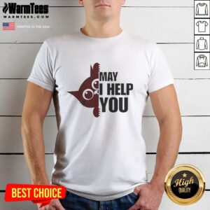 Nice Cat May I Help You T-Shirt featuring a cute cat graphic and playful text, perfect for cat lovers and casual wear.