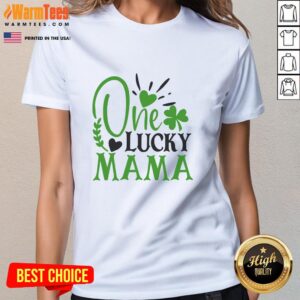 Pretty One Lucky Mama Irish Ladies Tee featuring a stylish design for proud Irish moms celebrating St. Patrick's Day.