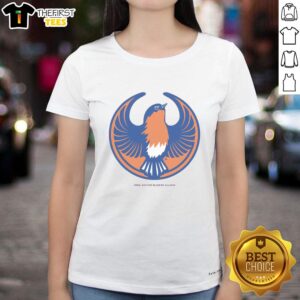 Alt Text: Premium Rebel Eastern Bluebird Alliance Ladies Tee featuring a vibrant bluebird design on a stylish women's t-shirt.