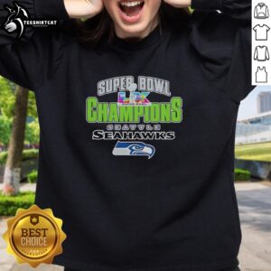 Alt Text: Top Seattle Seahawks Super Bowl XLVIII Champions 2026 logo sweatshirt featuring vibrant team colors and design.