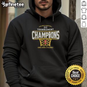 Alt Text: Premium Iowa State Cyclones Men's Basketball 2026 Big 12 Conference Tournament Champions hoodie in red and gold.