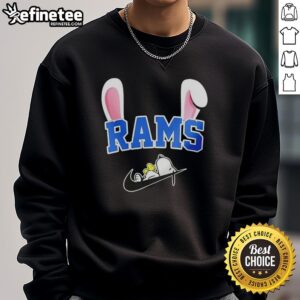 Los Angeles Rams x Snoopy Happy Easter sweatshirt featuring vibrant graphics and festive design for fans.