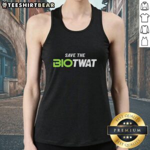 Top Save The Bio Twat Logo Tank Top featuring a bold graphic design, perfect for environmental activism and casual wear.