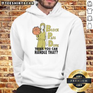 Awesome Block Pass Dunk hoodie featuring a dynamic basketball graphic and bold lettering for sports enthusiasts.
