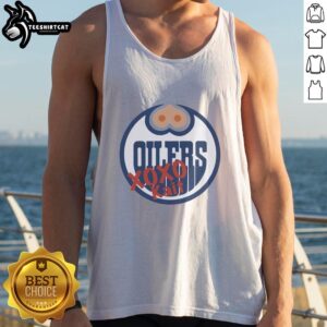 Official Edmonton Oilers XOXO Kait tank top featuring team colors and logo, perfect for game day or casual wear.