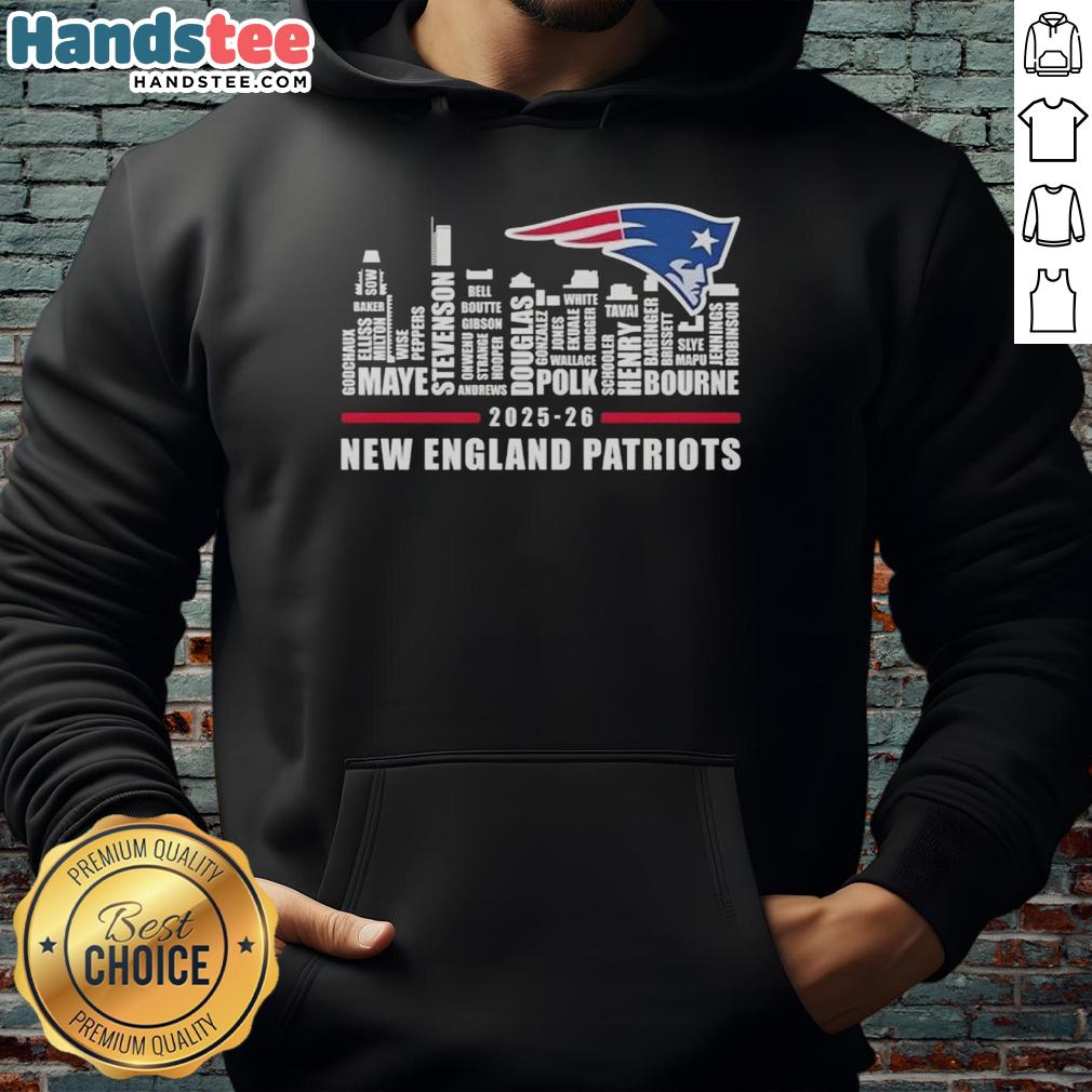 top-2025-26-new-england-patriots-football-all-names-city-skyline-hoodie Top 2025-26 New England Patriots Football All Names City Skyline T-Shirt - Image 2