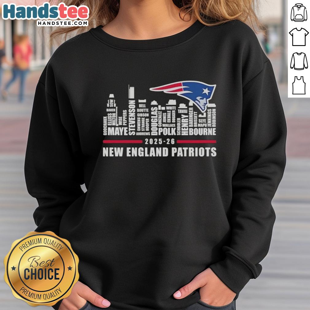 top-2025-26-new-england-patriots-football-all-names-city-skyline-sweatshirt Top 2025-26 New England Patriots Football All Names City Skyline T-Shirt - Image 5
