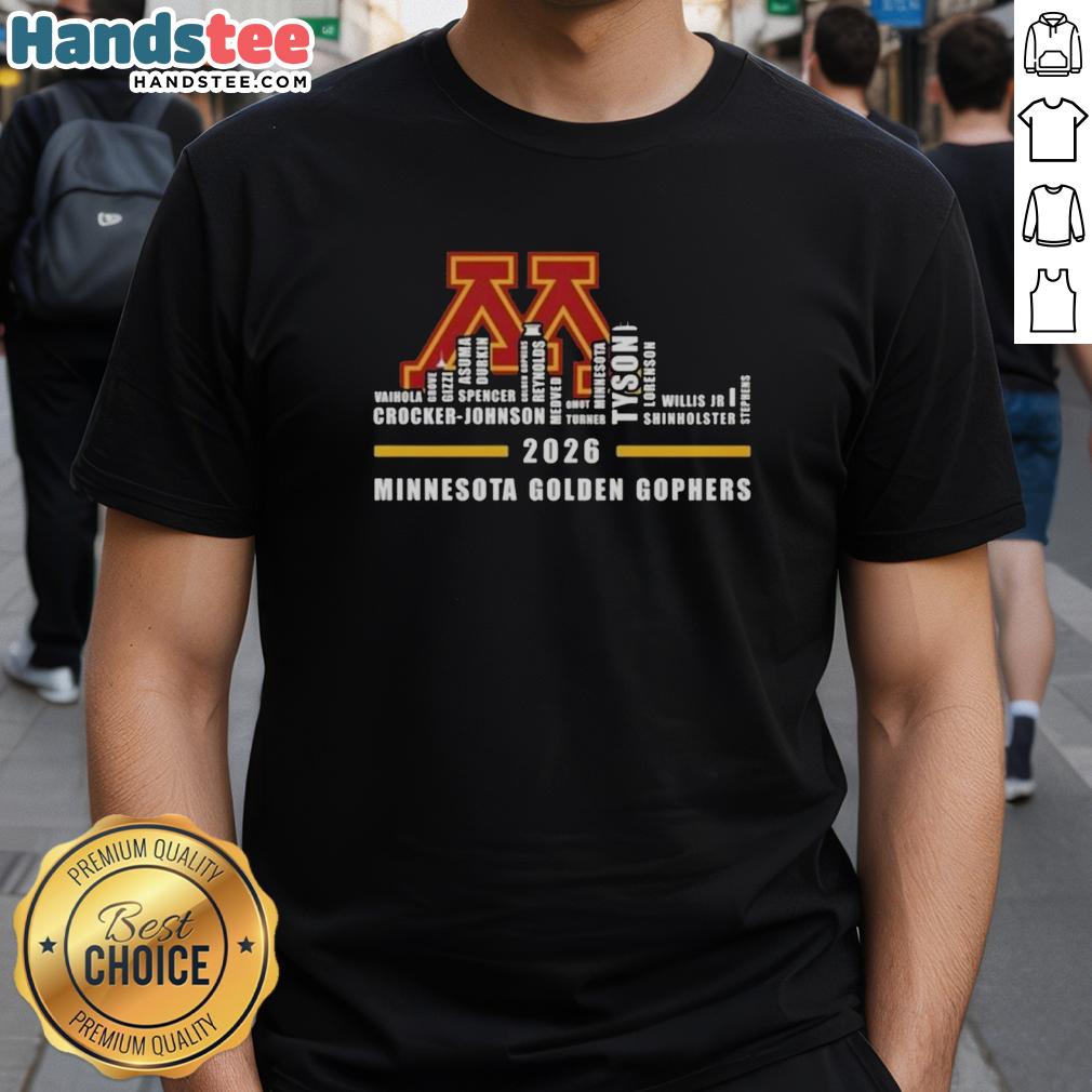 top-2026-minnesota-golden-gophers-all-names-city-skyline-t-shirt Top 2026 Minnesota Golden Gophers t-shirt featuring city skyline design and team names in vibrant colors.