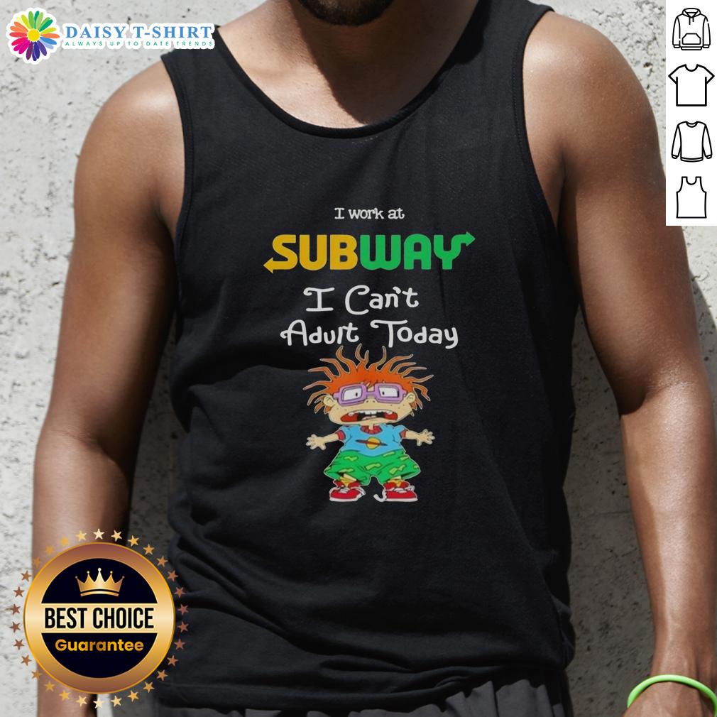 Top Chuckie Finster I Work At Subway I Can'T Adult Today Tank Top Top Chuckie Finster tank top featuring 'I Work At Subway I Can't Adult Today' design, perfect for casual wear and nostalgia.