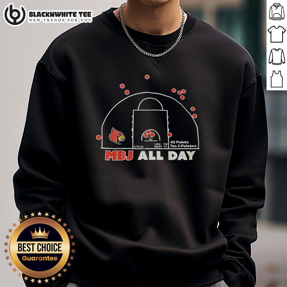 Top Mikel Brown Jr. Rookie Louisville Cardinals Mbj All Day Sweatshirt Top Mikel Brown Jr. Rookie Louisville Cardinals MBJ All Day Sweatshirt displayed in vibrant red with team logo.